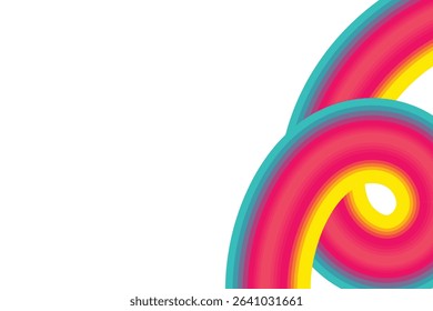 A vibrant ribbon curl with gradient pink, yellow, and teal tones set on a white background. This abstract background is ideal for modern design, tech visuals, and creative branding materials.