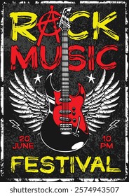 A vibrant rock music festival scheduled for June 20 at 10 PM featuring electrifying performances. The atmosphere buzzes with energy as fans celebrate their favorite bands.