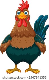 Vibrant rooster with detailed feathers and bright colors