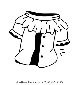 Vibrant ruffled blouse icon in trendy style, ready for premium use