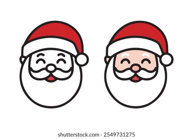 Vibrant Santa Claus face vector illustration in black and white and color styles perfect for Christmas decorations festive designs and holiday-themed projects.