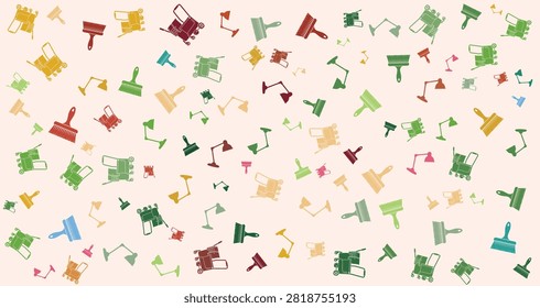 vibrant scattered chairs pattern with multiple colors and playful shapes ideal for creative projects and artistic backgrounds
