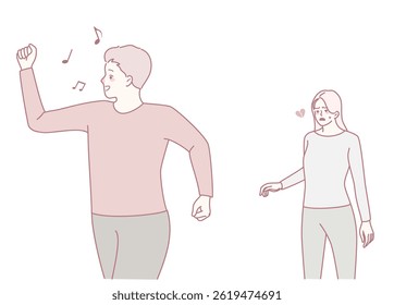 A vibrant scene of expressive dance, deep connection, and mutual admiration between two joyful individuals