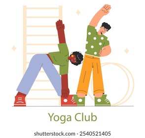 A vibrant scene that highlights yoga, showcasing the importance of fitness, wellness, and community support