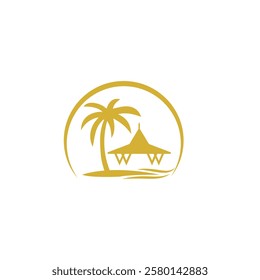 Vibrant Sea Beach Palm Tree Logo showcasing a tropical vibe with waves and palm trees. Ideal for travel agencies, beach resorts, or summer brands, symbolizing relaxation, adventure, and paradise.