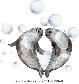 Vibrant Sea Lion Watercolor Painting Clipart - Artistic Marine Illustration