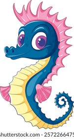 Vibrant seahorse with pink and blue hues