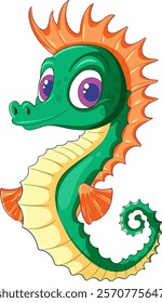 Vibrant seahorse with playful expression and colors