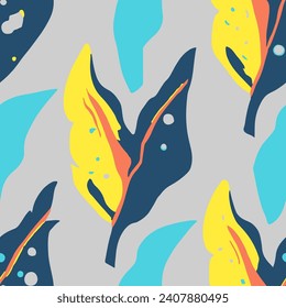 Vibrant Seamless Abstract Decorative Fabrics Texture. Hippie Seamless Creative Tree Watercolor, Seamless Backdrop. Black Continuous Classic Fresh Shape Print. 