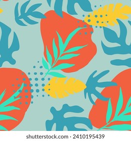 Vibrant Seamless Abstract Flora Quill Backdrop. Pastel Continuous Decoration Retro Illustration, Seamless Pattern. Light Seamless Doodle Beauty Invitation Design. 