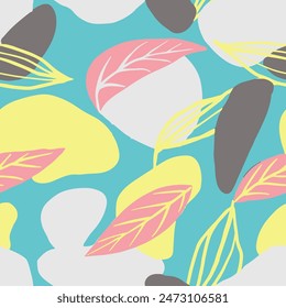 Vibrant Seamless Abstract Palm Invitation Vector. Gradient Continuous Color Blossom Ornament, Seamless Art. Pastel Endless Creative Bloom Surface Wallpaper. 