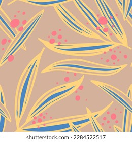 Vibrant Seamless Abstract Tree Fabrics Pattern. Pink Continuous Color Vintage Style, Seamless Vector. Gradient Seamless Creative Decorative Invitation Texture. 