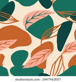 Vibrant Seamless Abstract Tropic Invitation Vector. Yellow Repetitive Nature Palm Surface, Seamless Pattern. Pink Continuous Elegant Fresh Watercolor Texture. 