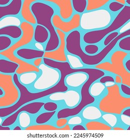 Lebhaftes, nahtloses, abstraktes Tapete mit tropischen Linien. Orangefarbene, kreative, einfache Farbe, Nahtlose Textur. Green Endless Doodle Trendy Shape Design. 