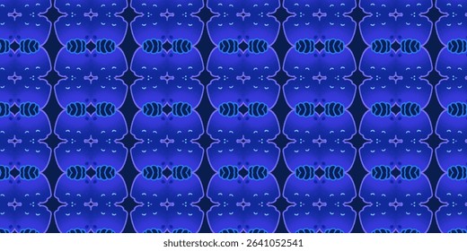 Vibrant seamless blue abstract pattern with glowing lines and digital symmetry. Modern and creative design, perfect for backgrounds, fashion, and tech visuals.