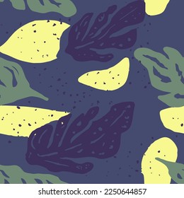 Vibrant Seamless Classic Artistic Shape Design. White Seamless Summer Plant Surface, Seamless Art. Dark Repeated Abstract Retro Paint Backdrop. 