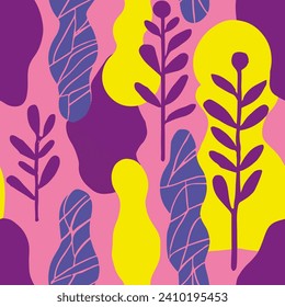 Vibrant Seamless Classic Beach Textile Background. Pink Repeated Nature Branch Quill, Seamless Vector. Vivid Seamless Fashion Plant Ornament Texture. 
