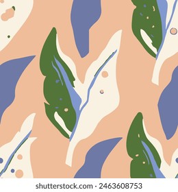 Vibrant Seamless Classic Blossom Quill Art. Blue Seamless Creative Garden Decor, Seamless Vector. Colorful Repeated Doodle Graphic Watercolor Texture. 