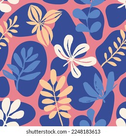 Vibrant Seamless Classic Flora Fabrics Print. Black Endless Elegant Artistic Shape, Seamless Design. White Continuous Doodle Trendy Illustration Backdrop. 