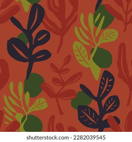 Vibrant Seamless Classic Graphic Element Texture. Orange Endless Creative Fresh Invitation, Seamless Design. Pastel Seamless Fashion Jungle Style Pattern. 