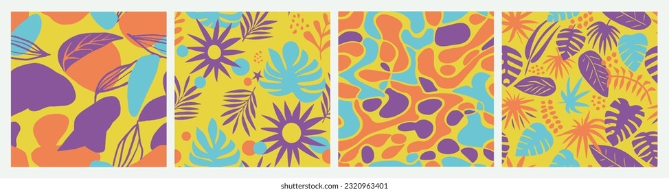 Vibrant Seamless Color Artistic Shape Print. Bright Endless Doodle Modern Lines, Seamless Pattern. Orange Seamless Creative Garden Style Art. 