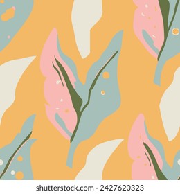 Vibrant Seamless Color Tree Quill Pattern. Light Continuous Nature Branch Paint, Seamless Background. Blue Endless Abstract Flora Invitation Texture. 