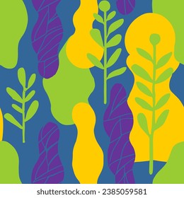 Vibrant Seamless Contemporary Decorative Paint Art. Black Endless Color Foliage Invitation, Seamless Texture. Purple Repeated Summer Bloom Lines Wallpaper. 