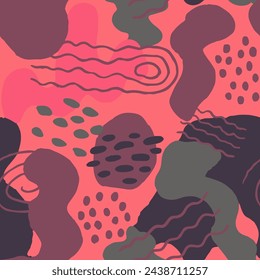 Vibrant Seamless Contemporary Graphic Decor Swatch. Vivid Endless Grunge Isolated Textile, Seamless Cover. Orange Continuous Color Retro Watercolor Wallpaper