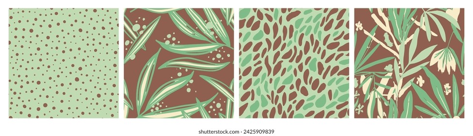 Lebendige nahtlose kreative schöne Kunstwerk-Set. Schwarzes durchgehendes abstraktes Grafikelement, nahtloser Hintergrund. Hippie nahtlose Mode Bio hinterlässt Textur. 
