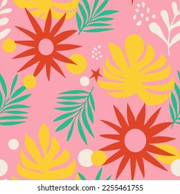 Vibrant Seamless Creative Branch Decor Pattern. Bright Repeated Classic Foliage Template, Seamless Wallpaper. Vivid Endless Contemporary Beauty Surface Background. 