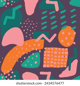 Vibrant Seamless Creative Geometric Textile Design. Pastel Repeated Summer Trendy Fabrics, Seamless Blob. Light Repetitive Contemporary Retro Style Vector