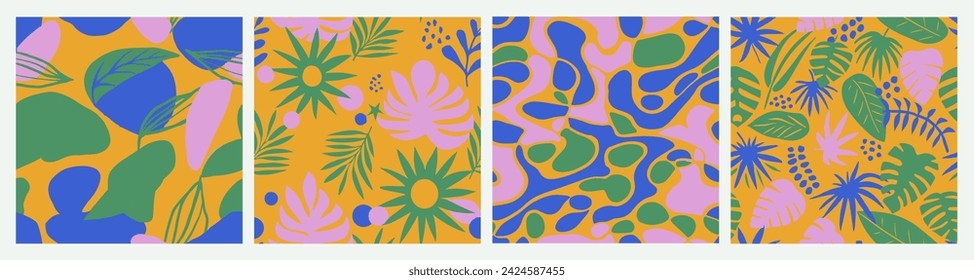 Vibrant Seamless Creative Graphic Style Vector. Green Continuous Nature Tree Watercolor, Seamless Design. Purple Endless Color Isolated Fabrics Wallpaper. 