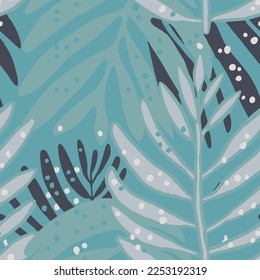 Vibrant Seamless Creative Isolated Flora Fabrics Art. Dark Repeated Decoration Decorative Plant Watercolor Pattern. Khaki Camouflage Botanical Beach Paint Vector.
