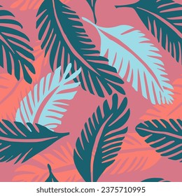 Vibrant Seamless Creative Organic Textile Print. Vivid Repeated Decoration Blossom Scribble, Seamless Vector. Colorful Repetitive Doodle Palm Surface Background. 