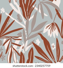 Lebhafter, nahtloser Doodle-Pflanzen-Shape-Hintergrund. Belichtete mehrfarbige Beauty-Einladung, nahtloser Hintergrund. Gradient Endless Elegant Branch Paint Design. 