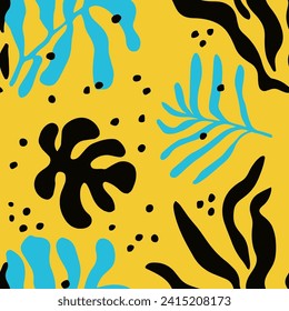 Vibrante Patrón De Superficie Elegante De Flor Sin Marea. Invitación a Flora De Color Azul Infinito, Papel De Techo Sin Percances. Amarillo Repetitivo Creativo Hermoso Ornamento Fondo. 