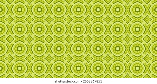 Um fundo geométrico vibrante e sem emenda, com repetição de formas octogonais e em losango em tons de verde-limão.