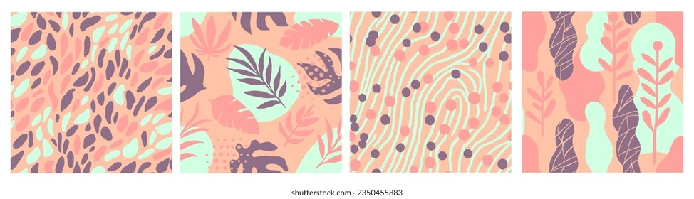 Lebhaftes Nahtloses Naturblutelement drucken. Helle, kontinuierliche Farbe Einzeln Aquarell, Nahtlose Textur. Farbige, endlose, elegante Palmen hinterlassen Hintergrund. 