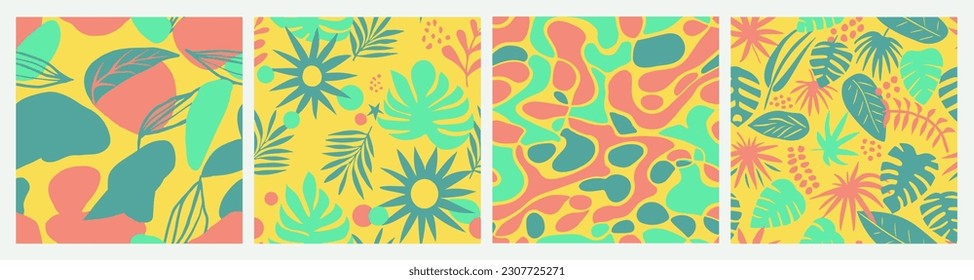 Vector De Líneas Aisladas De Naturaleza Vibrante Y Sin Margen. Pintura Decorativa De Verano Sin Marea Negra, Conjunto Sin Marea. Colección de plantillas orgánicas creativas ilimitadas en blanco. 