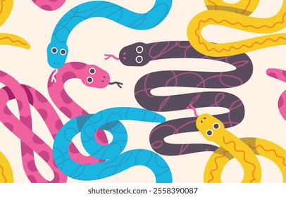 Vibrant Seamless Pattern colorful snake illustrations