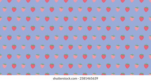 A vibrant seamless pattern featuring hand-drawn strawberries in red and pink tones on a soft pastel background, perfect for fabric prints, wallpapers, gift wrapping, packaging, and digital designs.