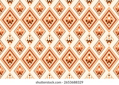A vibrant seamless pattern featuring an intricate arrangement of warm toned geometric rhombus shapes The repeating design creates a visually appealing and harmonious abstract background