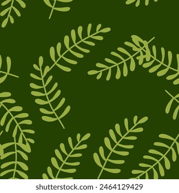 Vibrant seamless pattern featuring leaves and florals, perfect for fabric and wallpaper, blending nature's beauty with a modern, graphic touch for all seasons.