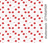 Vibrant seamless pattern featuring red maple leaves on a white background. Perfect for textile design, gift wrapping paper, wallpapers, and patriotic Canada Day branding. Vector EPS file.