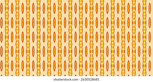 Um padrão contínuo vibrante com um motivo inspirado tribal em tons amarelos e laranja quentes.