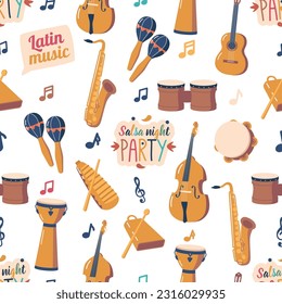 Vibrant Seamless Pattern Showcasing Various Latino Music Instruments In A Lively And Rhythmic Design