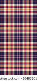 Vibrant seamless plaid pattern in rich autumnal tones. Perfect for textile design, apparel, and website backgrounds.  Evokes feelings of warmth, comfort, and rustic charm.