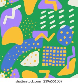 Vibrante Vector De Juego Geométrico De Verano Sin Marea. Invitación Moderna Moderna Ligera Y Sin Precedentes, Impresión Sin Precedentes. Esbozo de elementos artísticos repetitivos negros