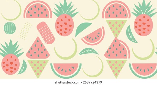 Vibrant Seamless Summer Pattern Watermelon And Pineapple Delight