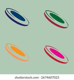 A vibrant set of abstract disc-inspired logo marks, each designed to evoke motion, balance, and modern identity.